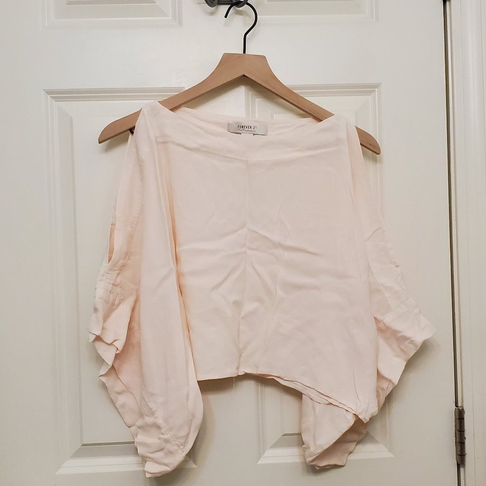 Forever 21 Top - Cream Cold Shoulder Blouse